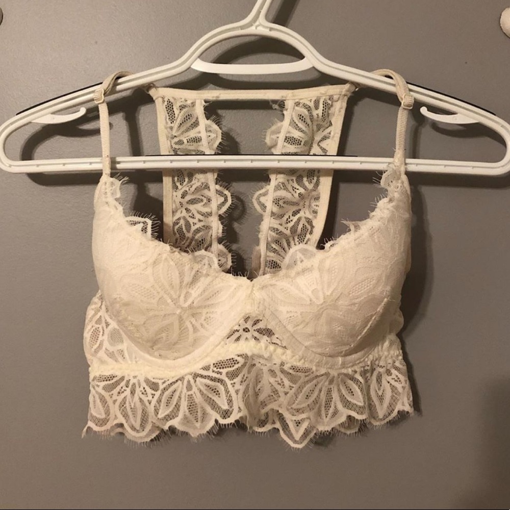 PINK padded lace bralette